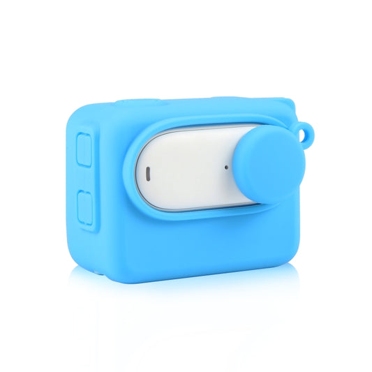 For Insta360 GO 3 PULUZ Camera Charging Case Silicone Case with Lens Cap & Strap (Blue) by PULUZ
