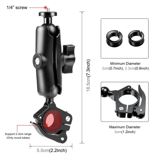 PULUZ Motorcycle O-Clip Quick Release Clamp Handlebar Fixed Mount Holder for GoPro and Other Action Cameras(Black) by PULUZ