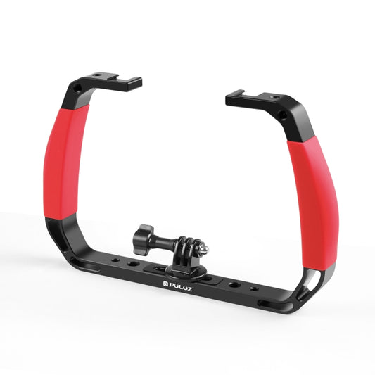 PULUZ Dual Silicone Handles Aluminium Alloy Underwater Diving Rig for GoPro, DJI OSMO Action, Insta360 and Other Action Cameras (Red) by PULUZ