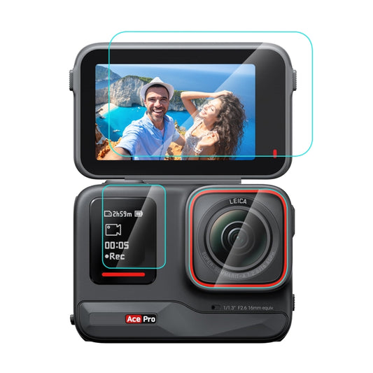 For Insta360 Ace Pro PULUZ 3 in 1 Rear & Front Screen + Lens Tempered Glass Film (Transparent) by PULUZ