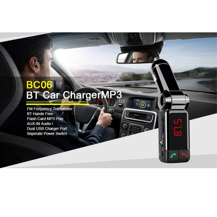 BC-06 Bluetooth Car Kit FM Transmitter Car MP3 Player with LED Display 2 USB Charger & Handsfree Function(Black) by buy2fix