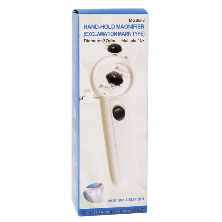 15X Handheld Exclamation Mark Type Magnifier with 2 LED by buy2fix
