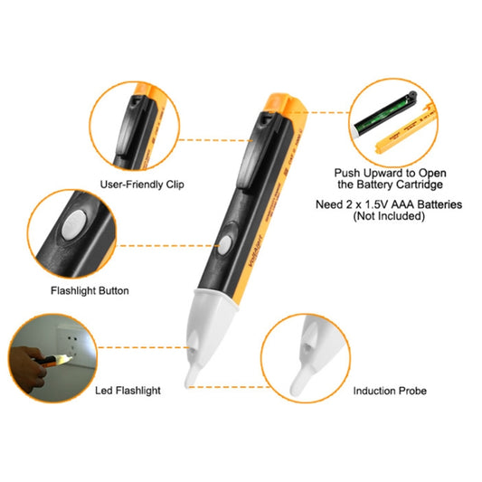 Pen Non-contact AC Voltage Alert Detector 90V-1000V (Yellow) by buy2fix