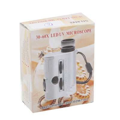 Pocket 30X-60X Microscope with 2-LED Lights / Money Detector Light by buy2fix