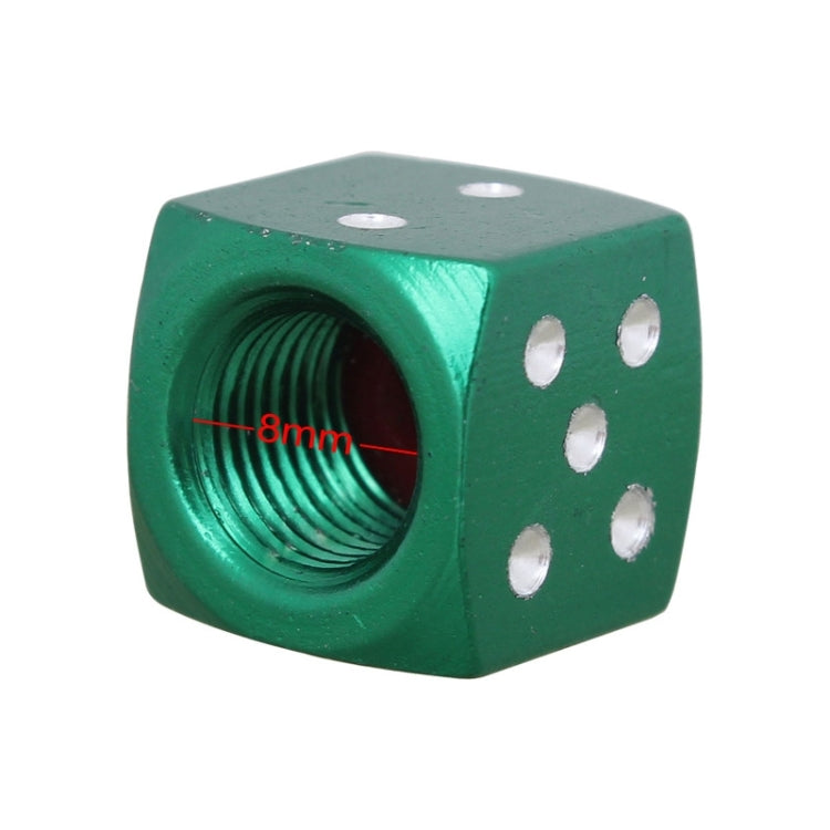 Universal 8mm Dice Style Aluminium Alloy Car Tire Valve Caps, Pack of 4(Green) by buy2fix
