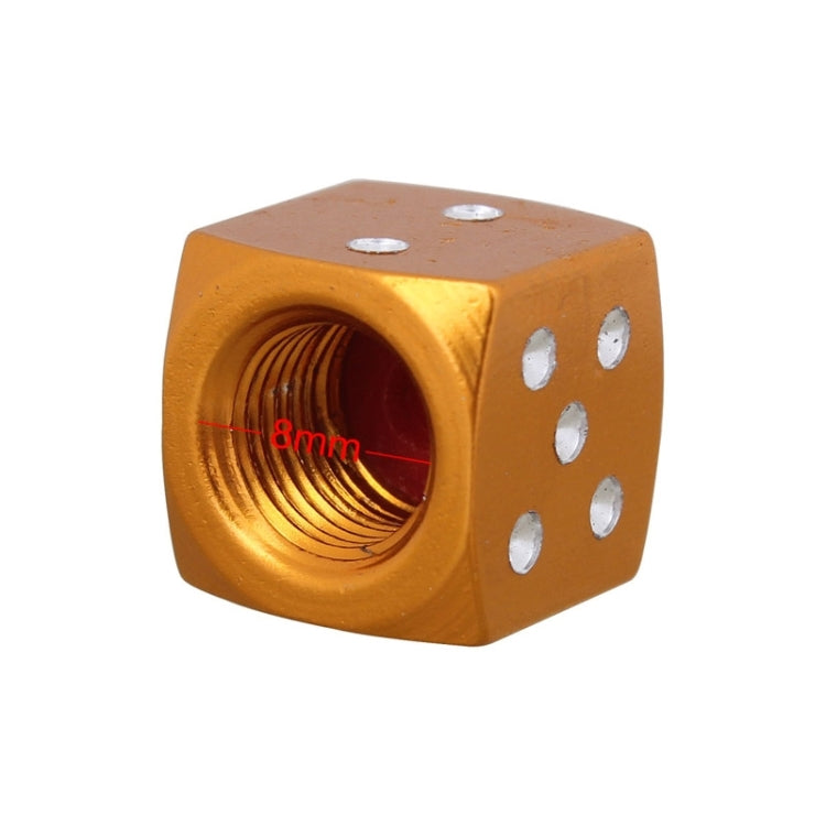 Universal 8mm Dice Style Aluminium Alloy Car Tire Valve Caps, Pack of 4(Gold) by buy2fix
