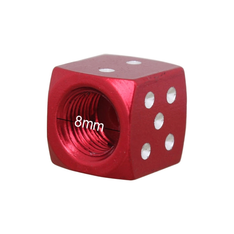 Universal 8mm Dice Style Aluminium Alloy Car Tire Valve Caps, Pack of 4(Red) by buy2fix