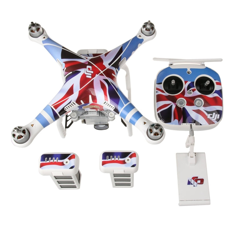 4D Imitation Carbon Fiber PVC Water Resistance Sticker Kit for DJI Phantom 3 Quadcopter & Remote Controller & Battery(UK Flag Pattern) by buy2fix