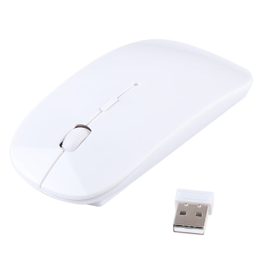 2.4GHz Wireless Ultra-thin Laser Optical Mouse with USB Mini Receiver, Plug and Play(White) by buy2fix
