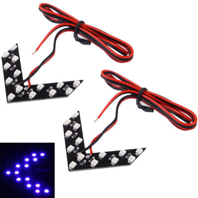 14 LED 3528 SMD Arrows Light for Car Side Mirror Turn Signal, Pairs(Blue Light) by buy2fix