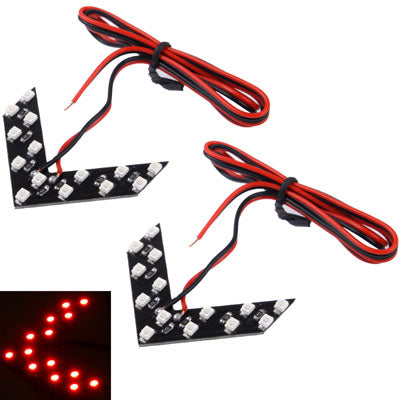 14 LED 3528 SMD Arrows Light for Car Side Mirror Turn Signal, Pairs(Red Light) by buy2fix