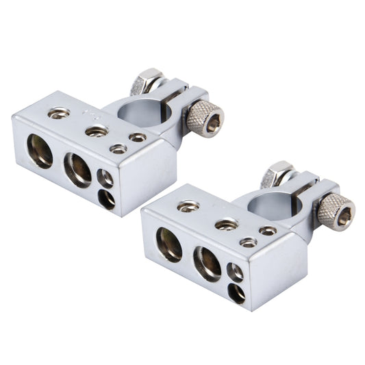 Positive & Negative Set 0 / 4 / 8 AWG Car Battery Terminals(Silver) by buy2fix