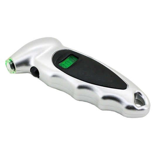 1/4 inch LCD Display Screen Digital Tire Gauge with LED Light, Pressure Range: 0-100PSI(Silver) by buy2fix