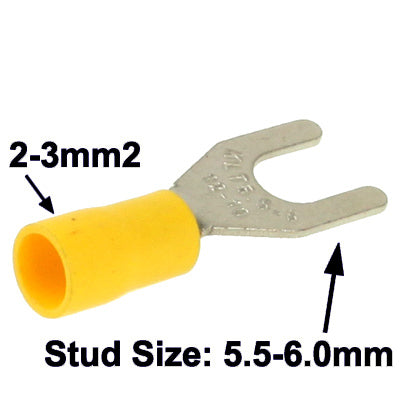 100pcs SV5.5-6.0mm DIY Spade Terminal Connectors, Cable size: 2-3mm2 (100pcs in one packaging, the price is for 100pcs) by buy2fix