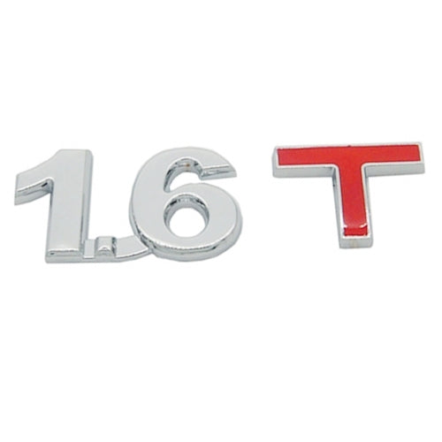 3D Universal Decal Chromed Metal 1.6T Car Emblem Badge Sticker Car Trailer Gas Displacement Identification, Size: 8.5x2.5 cm by buy2fix