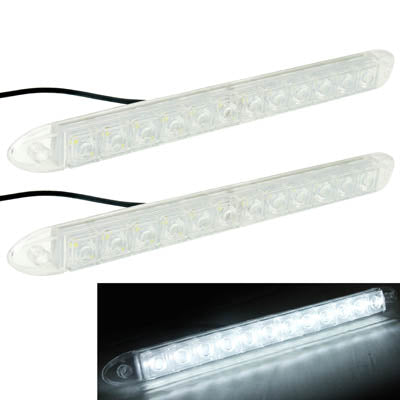 Car Waterproof White 2 x 12 LED DRL Daytime Running Lights, DC 12V by buy2fix