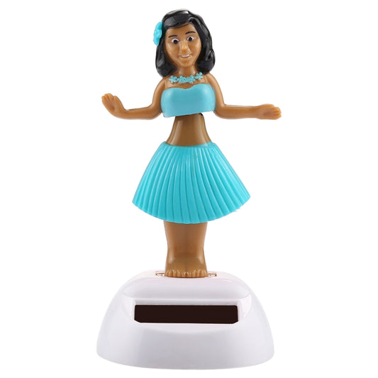 Solar Powered Bobble Head Dancing Toy Car Decoration Ornament Cute Hula Princess(Blue) by buy2fix