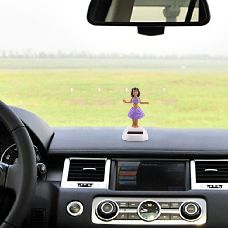 Solar Powered Bobble Head Dancing Toy Car Decoration Ornament Cute Hula Princess(Purple) by buy2fix
