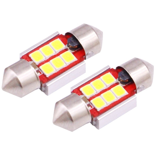 2 PCS 31mm 2.5W 180LM White Light 6 LED SMD 2835 CANBUS License Plate Reading Lights Car Light Bulb by buy2fix