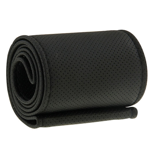 PU Leather Steering Wheel Cover With Needle and Thread, Size: 54x10.5cm (Black) by buy2fix