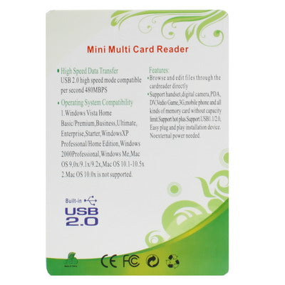 USB 2.0 Multi Card Reader, Support SD/MMC, MS, TF, M2 Card (Light Green) by buy2fix