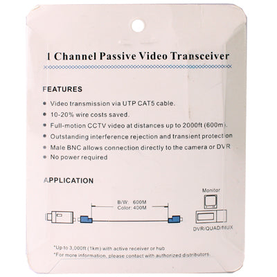 1 Channel Passive BNC Network Video Balun Transceiver by buy2fix