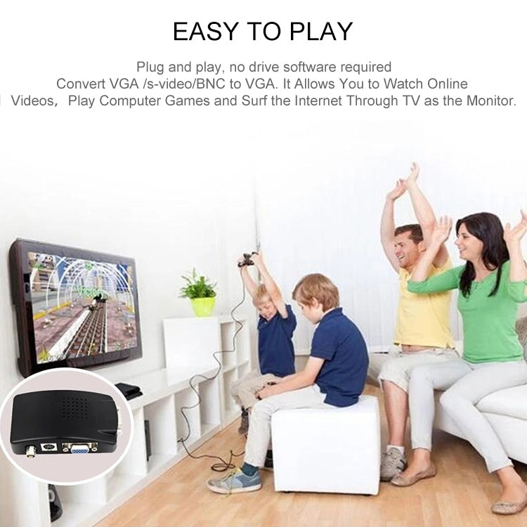 S-Video / BNC to VGA Signal Converter(Black) by buy2fix