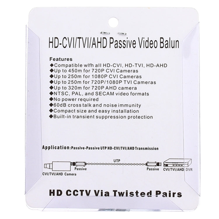 2 PCS HD 202P Coaxial CVI/TVI/AHD 1CH Passive Transceiver Video Balun by buy2fix