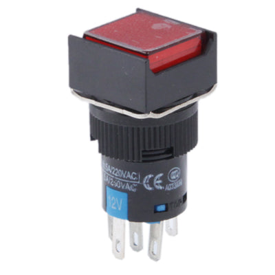 Car DIY Square Button Push Switch with Lock & LED Indicator, DC 24V(Red) by buy2fix