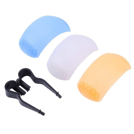 3 Colors Pop-up Flash Soft Flash Diffuser Kit with White Diffuser / Blue Diffuser / Orange Diffuser / Diffuser Bracket by buy2fix
