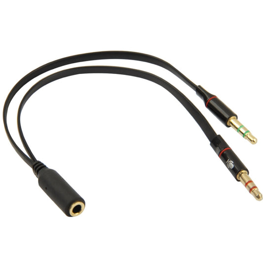 3.5mm female to 3.5mm Male Microphone Jack + 3.5mm Male Earphone Jack Adapter Cable(Black) by buy2fix