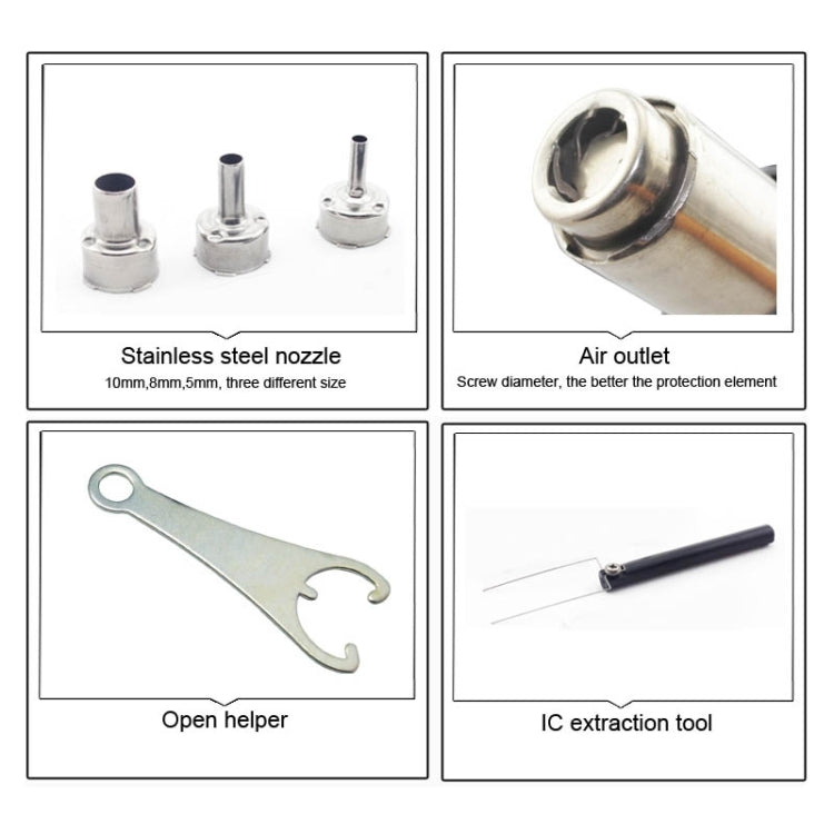 BEST BST-898D 2 in 1 AC 220V 720W LED Displayer Helical Wind Adjustable Temperature Unleaded Hot Air Gun + Solder Station & Soldering Iron, EU Plug(Blue) by BEST