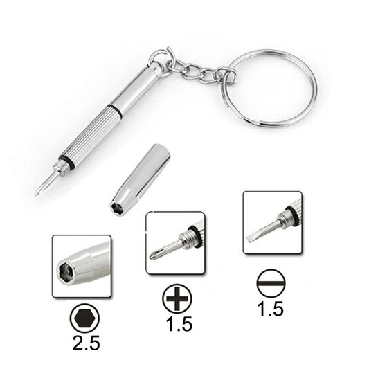 3 in 1 Professional Screwdriver (Cross 1.5, Straight 1.5,Star Nut M2.5) Repair Tool with Keychain for Smart Phone, Watches,Glasses(Silver) by buy2fix
