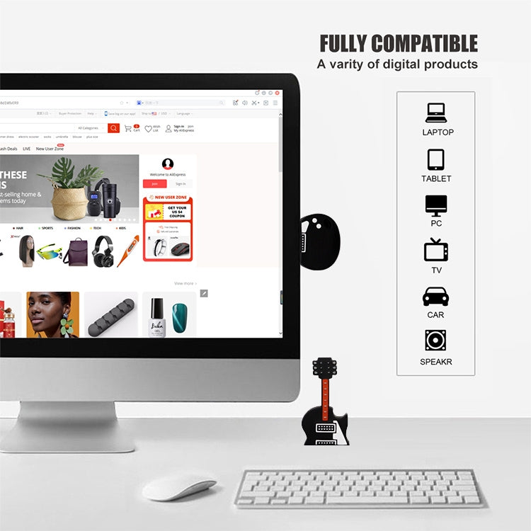 8GB Guitar Shape USB Flash Disk(Black) by buy2fix