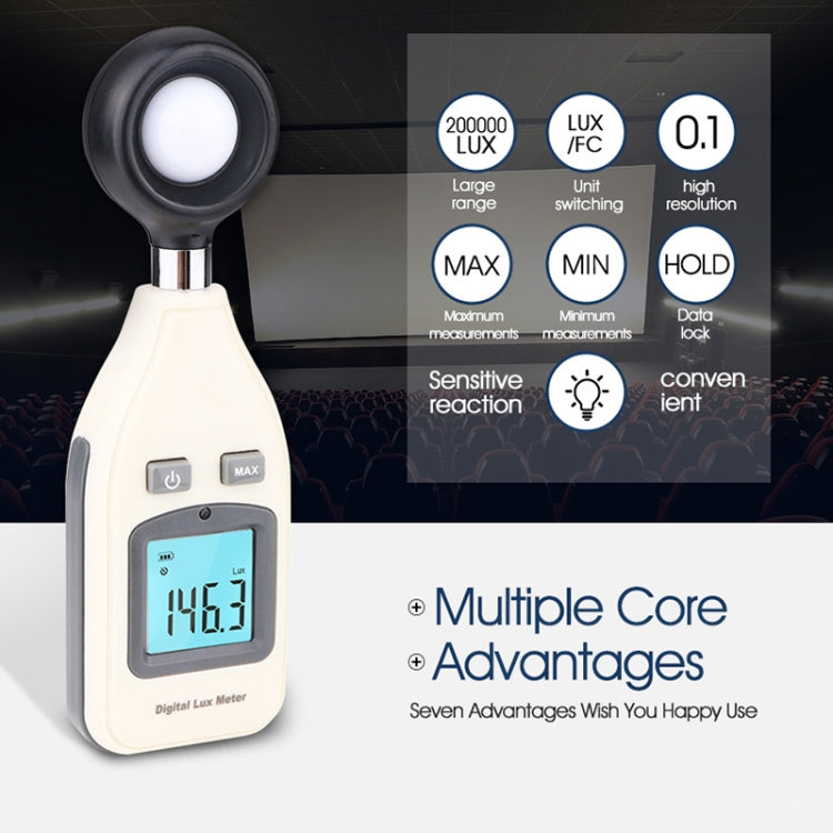 BENETECH Digital Light Lux Meter for Factory / School / House Various Occasion, Range: 0-200,000 Lux (GM1010)(White) by buy2fix