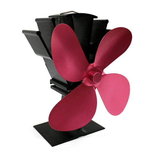 YL603 Eco-friendly Aluminum Alloy Heat Powered Stove Fan with 4 Blades for Wood / Gas / Pellet Stoves (Rose Red) by buy2fix
