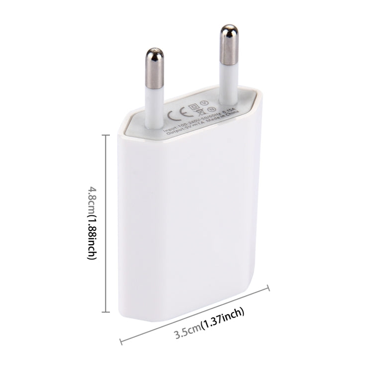 5V / 1A Single USB Port Charger Travel Charger, EU Plug(White) by buy2fix
