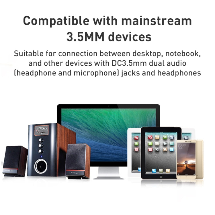 Noodle Style 3.5mm Jack Microphone + Earphone Cable for PC / Laptop, Length: 22cm by buy2fix