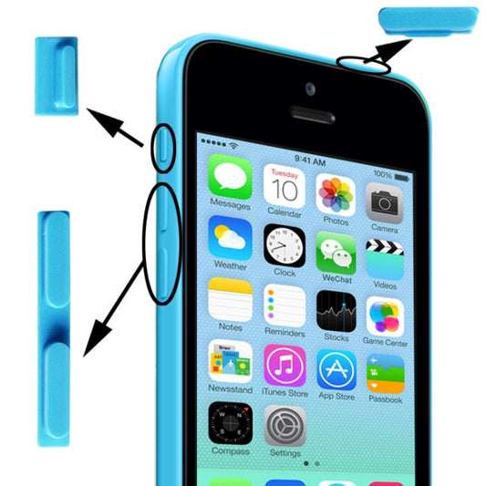 3 in 1 Mute Button + Power Button + Volume Button for iPhone 5C(Blue) by buy2fix