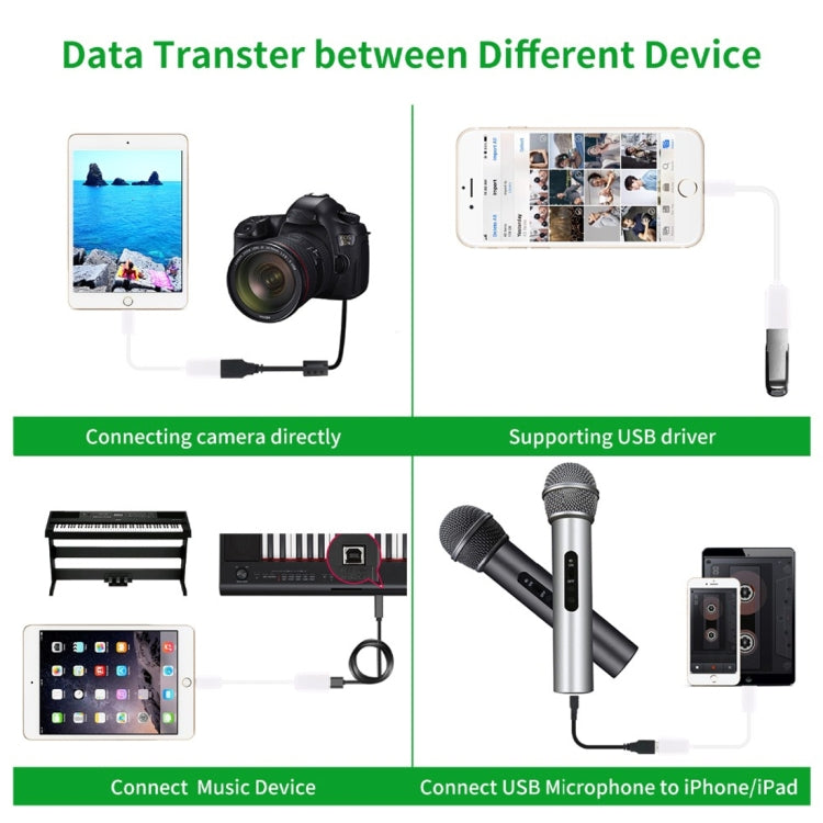 USB Female to 8pin Male OTG Adapter Cable, Support iOS 10.2 and Below, Length: 18cm(White) by buy2fix
