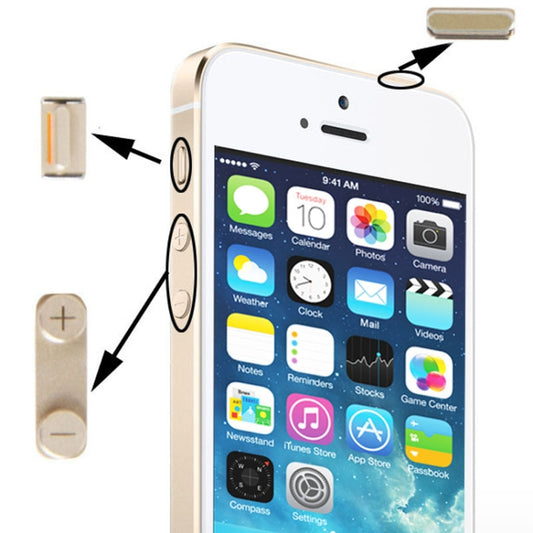 Original 3 in 1 Alloy Material (Mute Button + Power Button + Volume Button) for iPhone 5S, Golden(Gold) by buy2fix