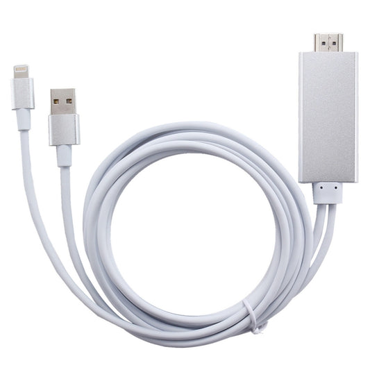 8 Pin to HDMI HDTV Adapter Cable with USB Charger Cable(Silver) by buy2fix