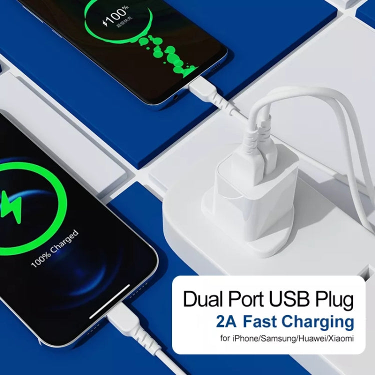 2-Ports 5V 2A USB Charger Adapter(White) by buy2fix