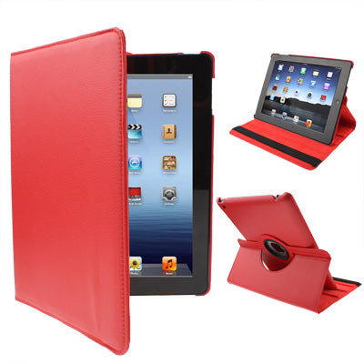 360 Degree Rotatable PU Leather Case with Sleep / Wake-up Function & Holder for New iPad (iPad 3) / iPad 2, Red(Red) by buy2fix