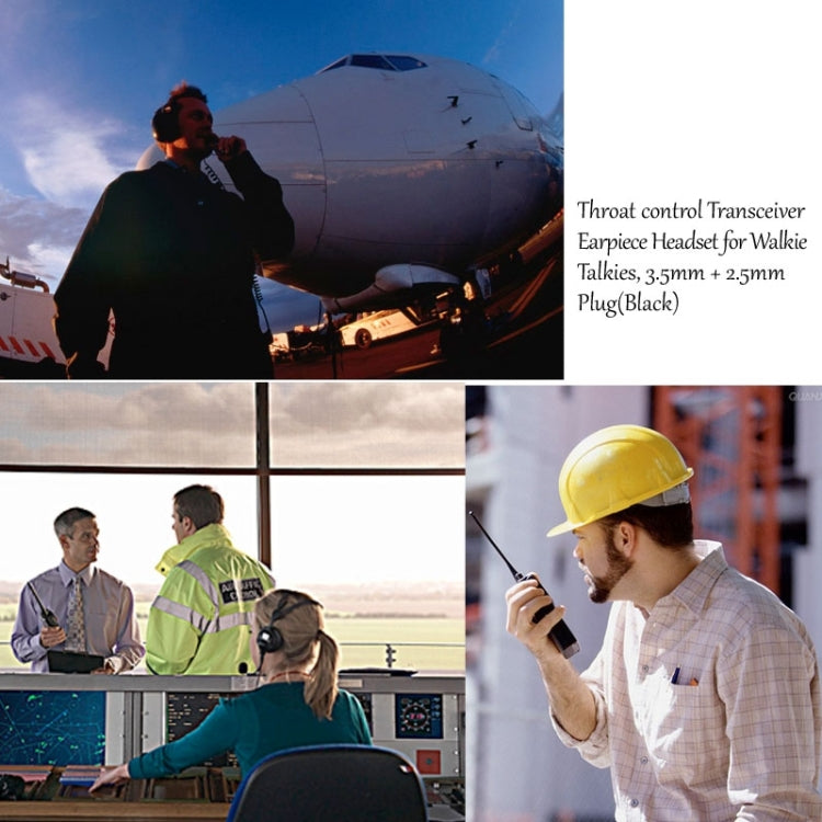 Throat control Transceiver Earpiece Headset for Walkie Talkies, 3.5mm + 2.5mm Plug(Black) by buy2fix