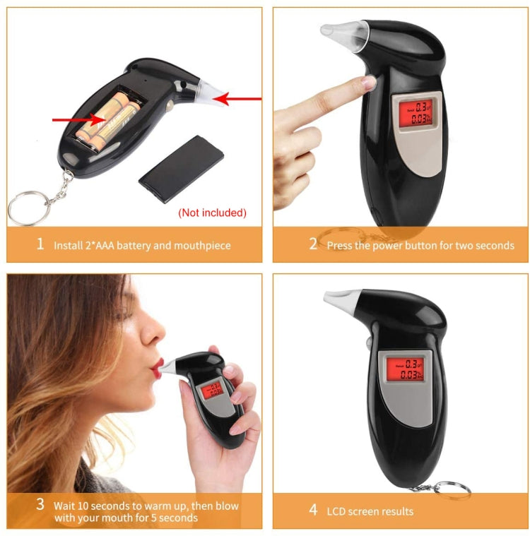 LCD Digital Alcohol Tester Breathalyzer(Black) by buy2fix