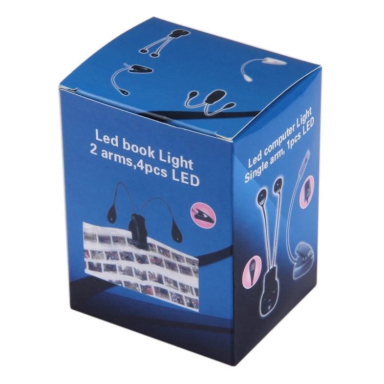 2 Arm LED Book Light, Dual Arms Clip On LED Light For Reading Camping Hiking(Black) by buy2fix
