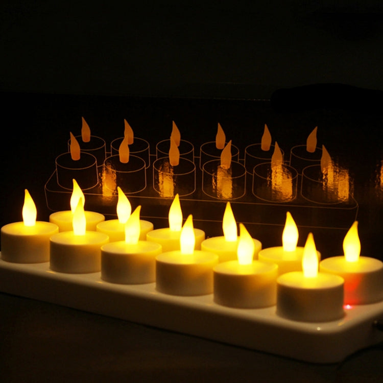 12 PCS Flameless LED Tealight Flicker Candle Light, Rechargeable Home Decoration Light with Charging Board by buy2fix