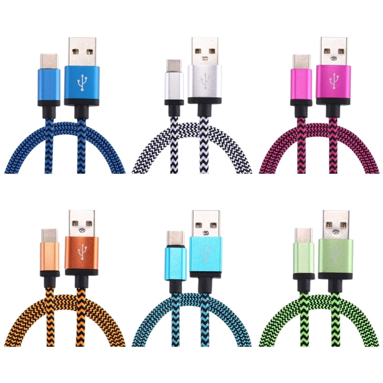 1m Woven Style USB-C / Type-C 3.1 to USB 2.0 Data Sync Charge Cable(Orange) by buy2fix