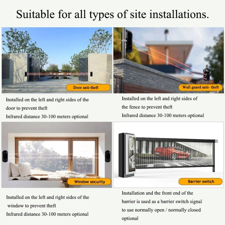 100m Alarm Dual Beam Photoelectric Infrared Detector ABT-100(Black) by buy2fix